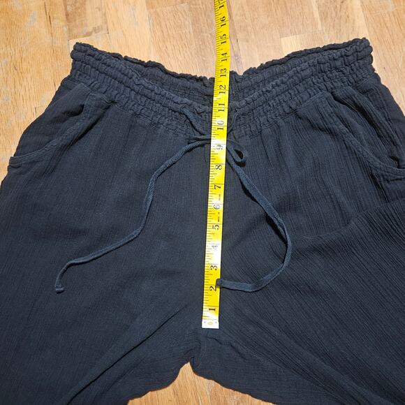 Old Navy Pants Womens XL Black Crinkle Cotton Cropped Drawstring Waist Pockets - Picture 10 of 11